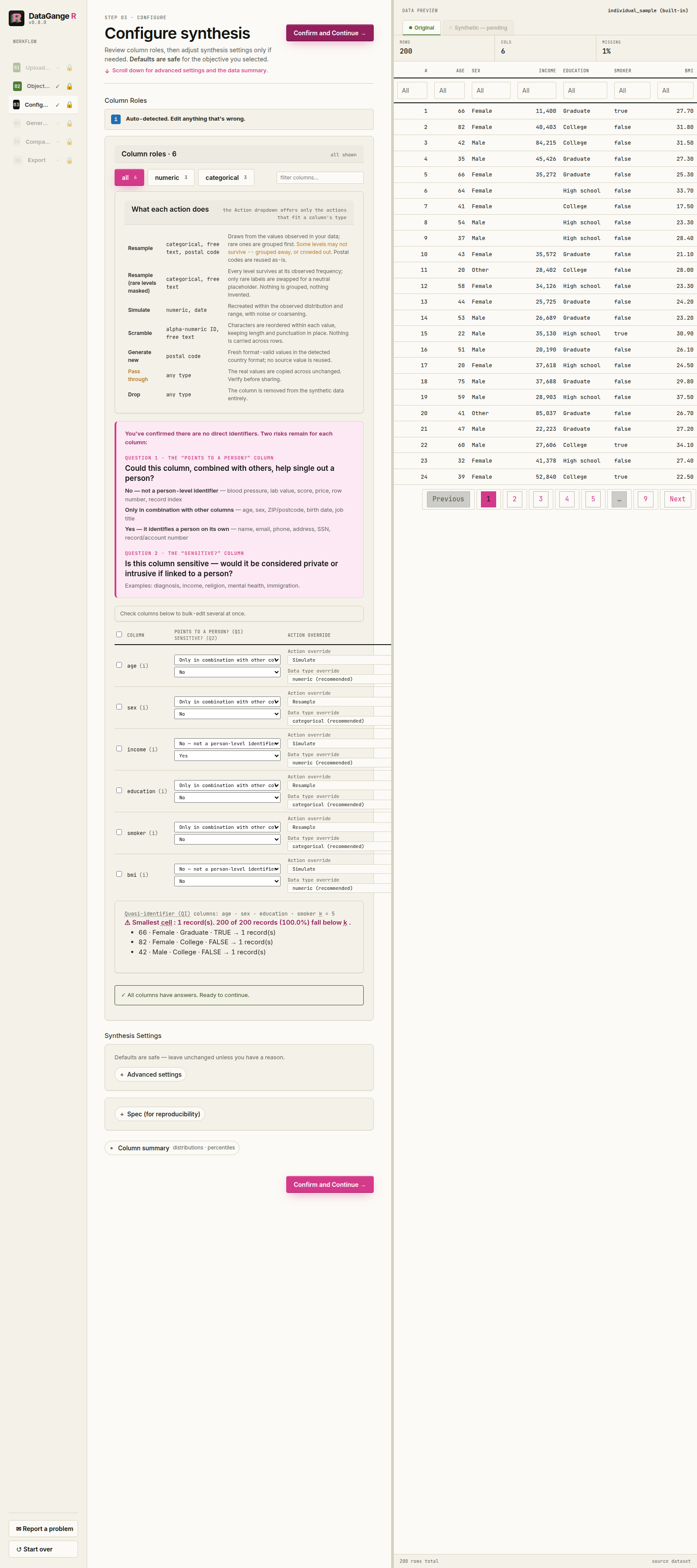 Configure step